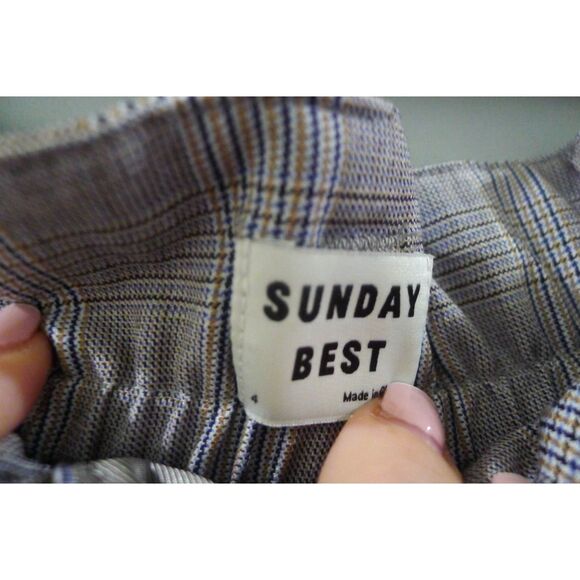 Aritzia Sunday Best Plaid High Waist Paper Bag Cuffed Short - Gray 4 - Picture 3 of 5